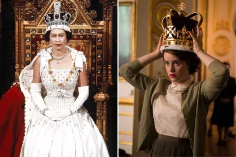 Reina Elizabeth II y Claire Foy en The Crown. Reina Elizabeth II y Claire Foy en The Crown.