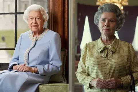 Reina Elizabeth II y Imelda Staunton en The Crown. Reina Elizabeth II y Imelda Staunton en The Crown.