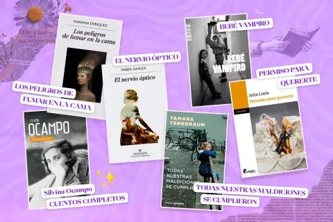 Te recomendamos estos 6 libros de cuentistas argentinas: Los peligros de fumar en la cama (Mariana Enríquez, Anagrama, $2650), El nervio óptico (María Gainza, Anagrama, $2250), Bebé vampiro (Nadine Lifschitz, Ed. Concreto, $1750), Cuentos completos (Silvina Ocampo, Emecé, $7100), Todas nuestras maldiciones se cumplieron (Tamara Tenenbaum, $2500), Permiso para quererte (Julia Coria, Gárgola Ediciones, $3000) Te recomendamos estos 6 libros de cuentistas argentinas: Los peligros de fumar en la cama (Mariana Enríquez, Anagrama, $2650), El nervio óptico (María Gainza, Anagrama, $2250), Bebé vampiro (Nadine Lifschitz, Ed. Concreto, $1750), Cuentos completos (Silvina Ocampo, Emecé, $7100), Todas nuestras maldiciones se cumplieron (Tamara Tenenbaum, $2500), Permiso para quererte (Julia Coria, Gárgola Ediciones, $3000)