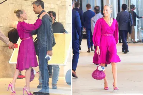 El look total pink de Sarah Jessica Parker. El look total pink de Sarah Jessica Parker.