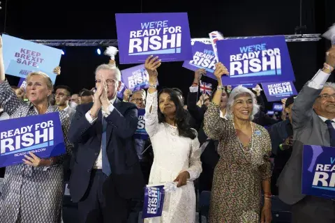 Akshata Murty en la campaña de liderazgo Tory en Wembley Arena en Londres. Akshata Murty en la campaña de liderazgo Tory en Wembley Arena en Londres.