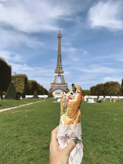 Un picnic con la vista de la Torre Eiffel, uno de los highlights parisinos Un picnic con la vista de la Torre Eiffel, uno de los highlights parisinos