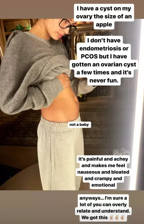 La story que subió Hailey Bieber a su cuenta oficial de Instagram. La story que subió Hailey Bieber a su cuenta oficial de Instagram.