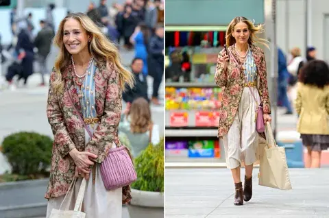 Sarah Jessica Parker en el set de filmación de And Just Like That. Sarah Jessica Parker en el set de filmación de And Just Like That.