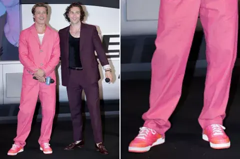 En un superpink, Brad también combinó sus zapatillas. En un superpink, Brad también combinó sus zapatillas.