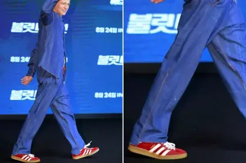 Con un look total denim, las zapas rojas dieron el toque de color. Con un look total denim, las zapas rojas dieron el toque de color.