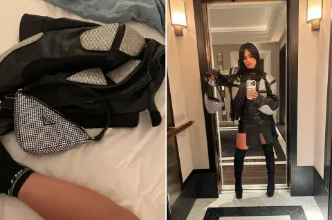Lali complementó su look con una campera de cuero con brillos. Lali complementó su look con una campera de cuero con brillos.