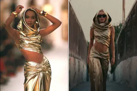 Desfile de Yves Saint Laurent en donde se presentó el vestido por primera vez. Desfile de Yves Saint Laurent en donde se presentó el vestido por primera vez.