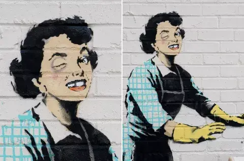 El nuevo mural de Banksy para denunciar la violencia de género. El nuevo mural de Banksy para denunciar la violencia de género.