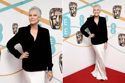 Jamie Lee Curtis también apostó por un outfit más clásico. Jamie Lee Curtis también apostó por un outfit más clásico.