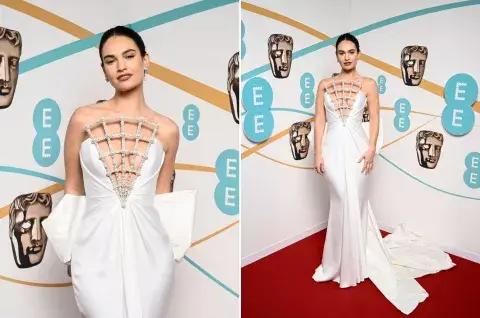 Lily James llevó un vestido corte sirena. Lily James llevó un vestido corte sirena.