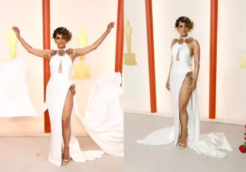 Halle Berry, blanco y floral. Halle Berry, blanco y floral.