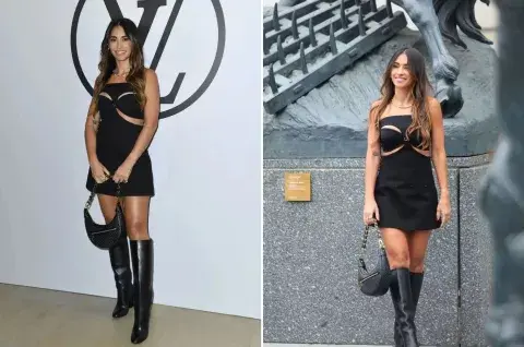 El look total black de Anto Roccuzzo. El look total black de Anto Roccuzzo.