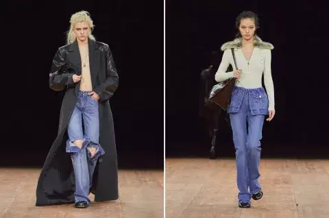 El denim con apliques fue otro de los must del desfile.