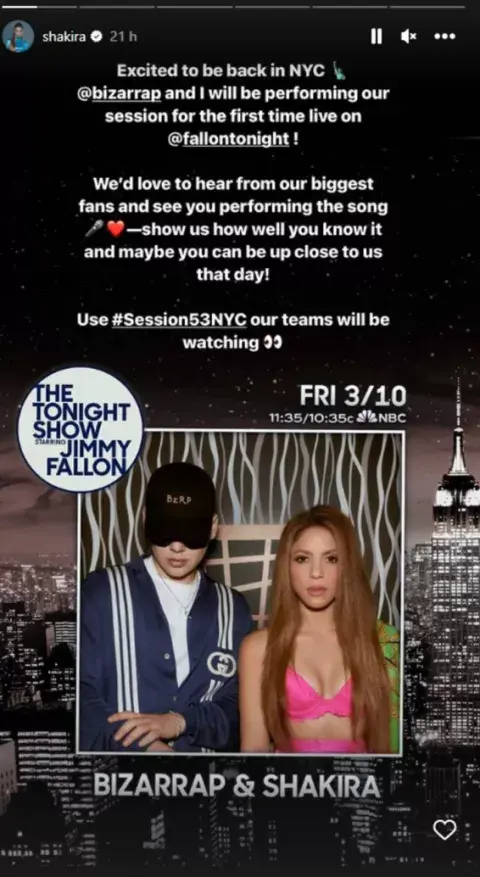 Shakira dará una entrevista al presentador estadounidense Jimmy Fallon.