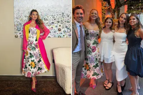 Black Lively la rompió con su vestido floral de Carolina Herrera. Black Lively la rompió con su vestido floral de Carolina Herrera.