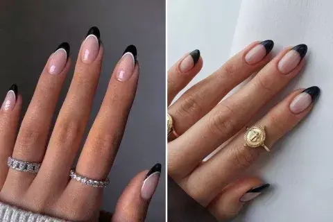 Si no querés ir total black, las francesitas en negro están súper de moda. La técnica es la misma que en las tradicionales y solo cambiás el color.