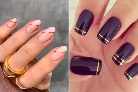 Si te gusta jugar con el diseño, el dorado es ideal para sumar detalles a tu nail art. Si te gusta jugar con el diseño, el dorado es ideal para sumar detalles a tu nail art.