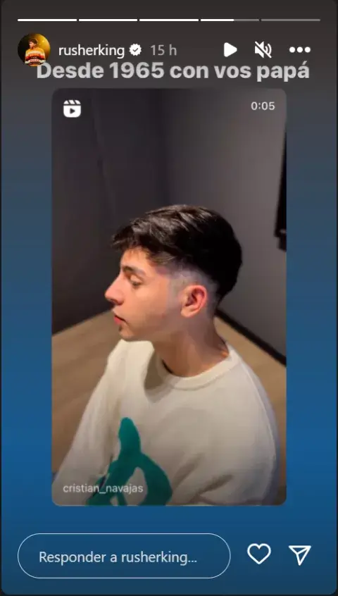 Rusherking compartió en sus stories de Instagram el nuevo corte. Rusherking compartió en sus stories de Instagram el nuevo corte.