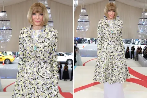 Anna Wintour en la alfombra champagne de la MET Gala. Anna Wintour en la alfombra champagne de la MET Gala.