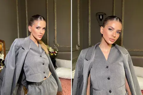 En full gris, la China Suárez combinó el look sastrero con el tomboy style. En full gris, la China Suárez combinó el look sastrero con el tomboy style.