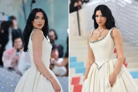 Dua Lipa con el vestido inspirado en el siglo XVIII de la colección de Chanel de 1992. Dua Lipa con el vestido inspirado en el siglo XVIII de la colección de Chanel de 1992.