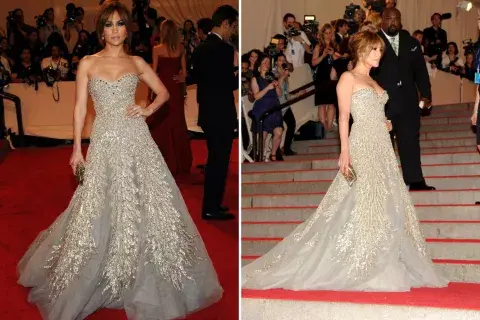 En plan corte princesa, JLo llevó este vestido para la MET Gala 2010. Es un diseño de Zuhair Murad. En plan corte princesa, JLo llevó este vestido para la MET Gala 2010. Es un diseño de Zuhair Murad.