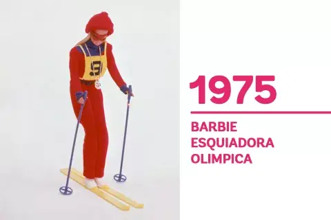 1975 "Barbie Esquiadora Olímpica” pone de manifiesto a la mujer que puede participar en los Juegos Olímpicos de Invierno de 1976 1975 "Barbie Esquiadora Olímpica” pone de manifiesto a la mujer que puede participar en los Juegos Olímpicos de Invierno de 1976