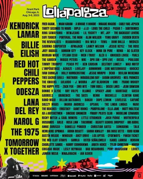 El line up del Lollapalooza de Chicago, Estados Unidos El line up del Lollapalooza de Chicago, Estados Unidos