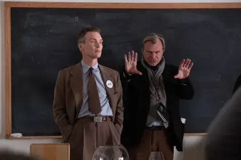 Cillian Murphy y Christopher Nolan durante la filmación de Oppenheimer. Cillian Murphy y Christopher Nolan durante la filmación de Oppenheimer.
