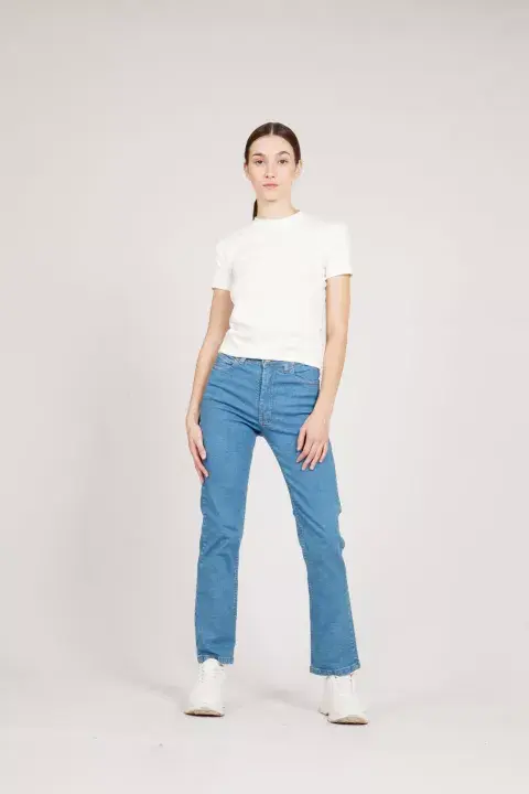 Crop jean celeste