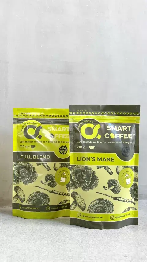 En Argentina, la marca que comercializa café con hongos adaptógenos es Smart Coffee, En Argentina, la marca que comercializa café con hongos adaptógenos es Smart Coffee,