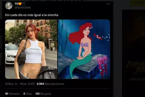 Compararon el nuevo look de Tini Stoessel con La Sirenita Compararon el nuevo look de Tini Stoessel con La Sirenita