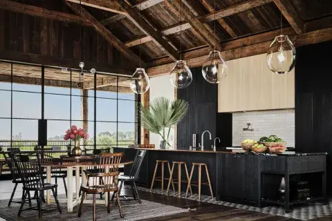 Con un estilo súper sobrio, la deco buscó combinar la elegancia con los elementos clásicos de un granero.. Con un estilo súper sobrio, la deco buscó combinar la elegancia con los elementos clásicos de un granero..