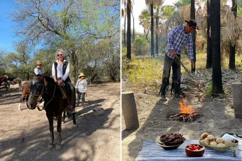 En el Palmar después de la cabalgata con Pirincho compartimos una reparadora merienda.