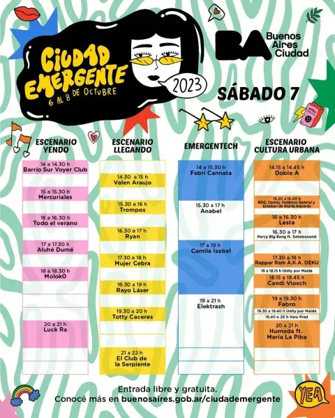 Line up de Ciudad Emergente 2023 - Día 2. Line up de Ciudad Emergente 2023 - Día 2.