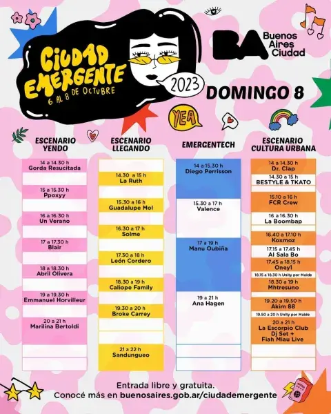 Line up de Ciudad Emergente 2023 - Día 3 Line up de Ciudad Emergente 2023 - Día 3