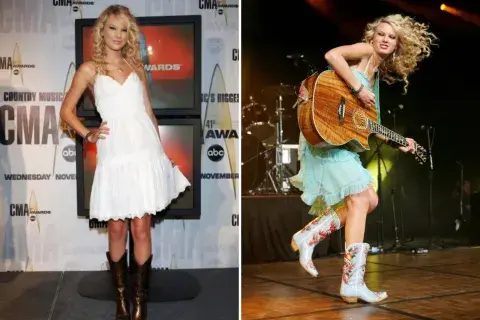 Los primeros años de Taylor Swift estuvieron marcados por la música country, así que looks con tono campestre y botas texanas... es un sí total. Los primeros años de Taylor Swift estuvieron marcados por la música country, así que looks con tono campestre y botas texanas... es un sí total.