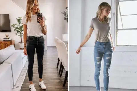 Otro lookazo, ideal para todos los días, es el skinny jeans con remera cuello redondo... a penas amplia. Otro lookazo, ideal para todos los días, es el skinny jeans con remera cuello redondo... a penas amplia.