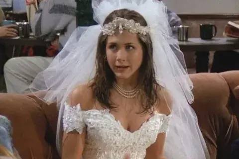Jennifer Aniston, como Rachel Green, en Friends.