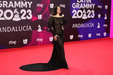 Se inclinó por un increíble vestido transparente de encaje creado por Balenciaga