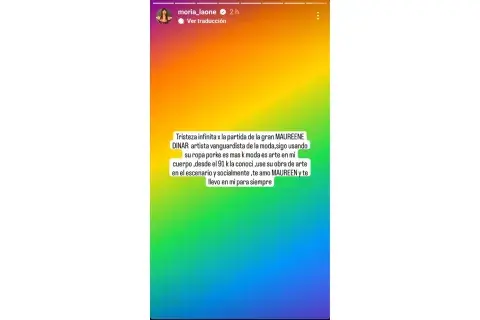 La story de Moria Casán despidiéndose de Maureen Dinar. La story de Moria Casán despidiéndose de Maureen Dinar.