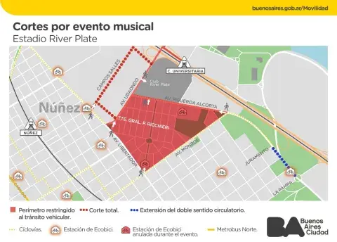 Taylor Swift en Buenos Aires: cuáles serán los cortes y modificaciones en el tránsito.