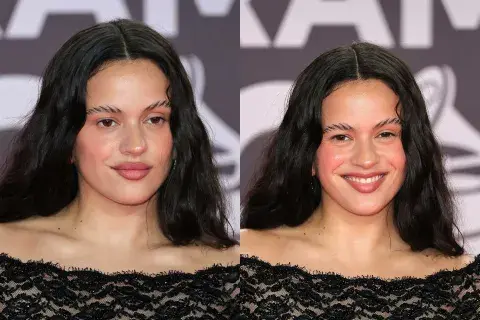La artista catalana se llevó todas las miradas con su impactante estilismo de belleza: cejas cortadas perfectamente diseñadas. 