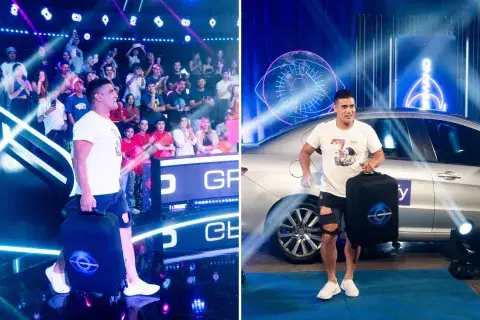 Hernán llegando al estudio, después de ser eliminado de la casa de Gran Hermano. Hernán llegando al estudio, después de ser eliminado de la casa de Gran Hermano.