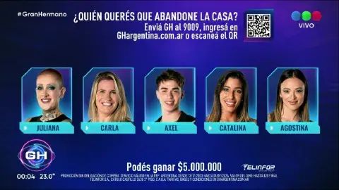 Placa final de nominados de Gran Hermano. Placa final de nominados de Gran Hermano.
