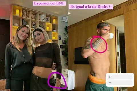 Berardi compartió una imagen de Tini donde se la ve con una pulsera de oro Berardi compartió una imagen de Tini donde se la ve con una pulsera de oro
