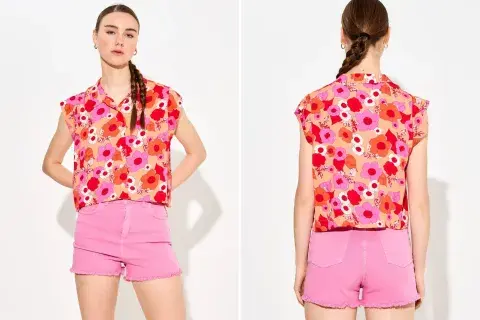 Logrando una silueta foxy, esta camisa corta de Le Utthe nos encantó por su diseño y los colores vibrantes. Logrando una silueta foxy, esta camisa corta de Le Utthe nos encantó por su diseño y los colores vibrantes.