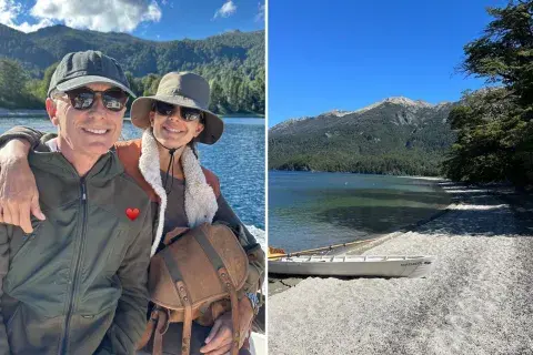 En lo que parece el sur de Argentina, Juliana Awada y Mauricio Macri posaron felices.