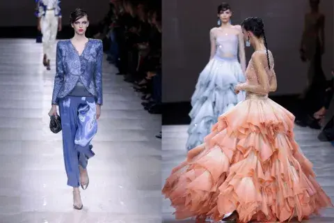 Los pantalones haren de tejido técnico de Armani Privé y los vestidos más vaporosos. Los pantalones haren de tejido técnico de Armani Privé y los vestidos más vaporosos.